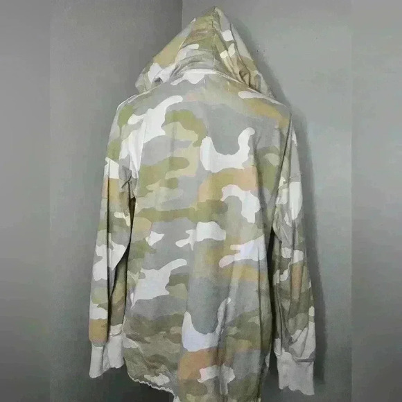 Aerie Camo Hooded Tie Neck Side Slit Oversized Cotton - Picture 7 of 9